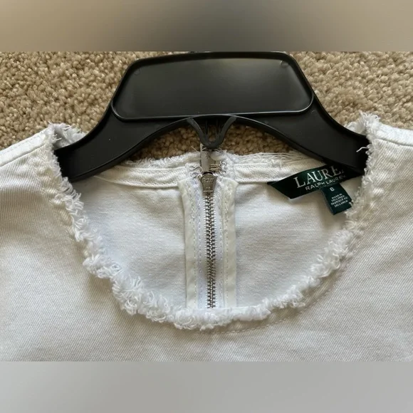 Ralph Lauren white denim frayed dress size 6 - Picture 3 of 3